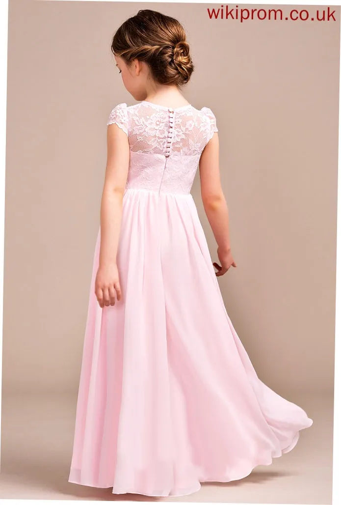 - Abbey Scoop Sleeveless Dress Flower Neck Girl Chiffon/Lace A-Line/Princess Flower Girl Dresses Floor-length