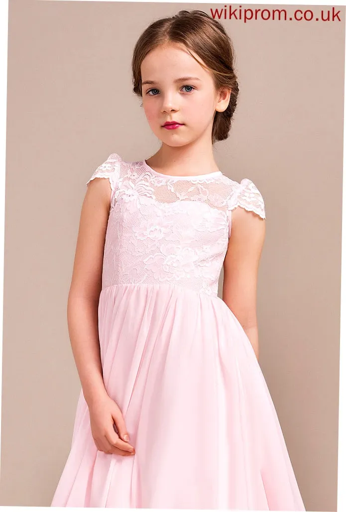 - Abbey Scoop Sleeveless Dress Flower Neck Girl Chiffon/Lace A-Line/Princess Flower Girl Dresses Floor-length