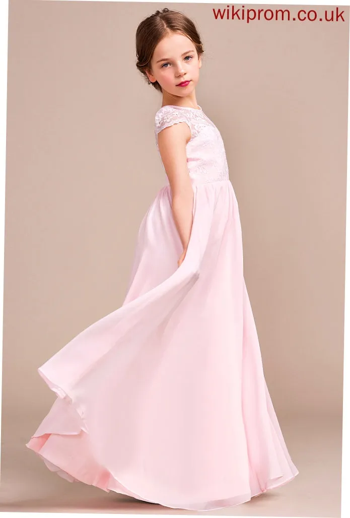 - Abbey Scoop Sleeveless Dress Flower Neck Girl Chiffon/Lace A-Line/Princess Flower Girl Dresses Floor-length
