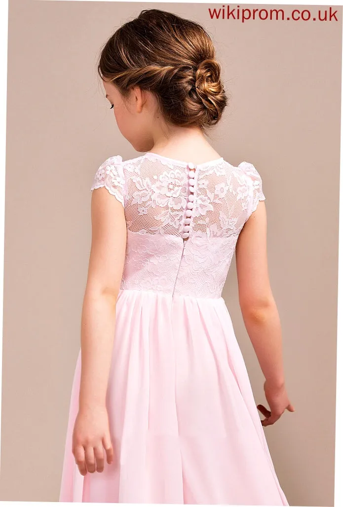 - Abbey Scoop Sleeveless Dress Flower Neck Girl Chiffon/Lace A-Line/Princess Flower Girl Dresses Floor-length