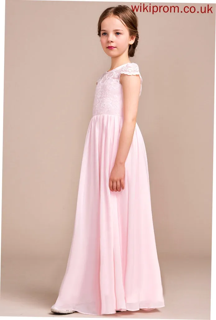 - Abbey Scoop Sleeveless Dress Flower Neck Girl Chiffon/Lace A-Line/Princess Flower Girl Dresses Floor-length