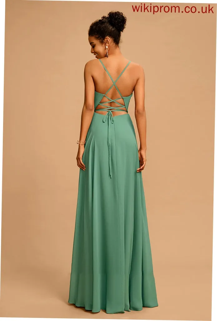 A-Line Prom Dresses V-neck Kaelyn Floor-Length Chiffon