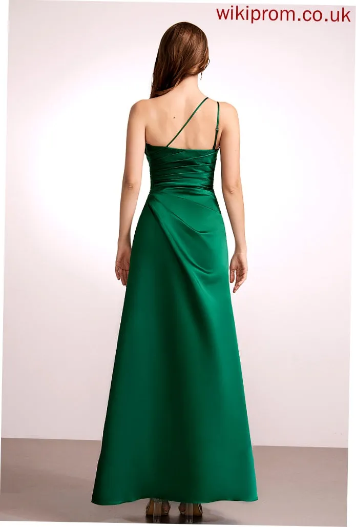 A-Line Silhouette One-Shoulder Floor-Length Length Embellishment Fabric Neckline SplitFront Marlene Bridesmaid Dresses