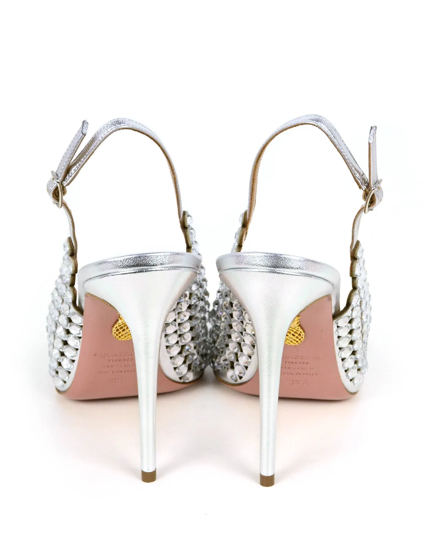 Aquazzura NEW Tequila Crystal-Embellished Slingback Pumps sz 39.5