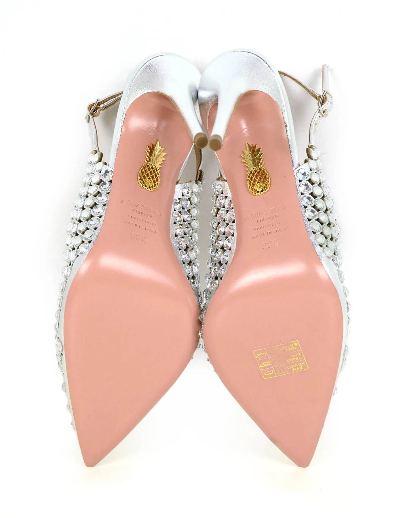 Aquazzura NEW Tequila Crystal-Embellished Slingback Pumps sz 39.5