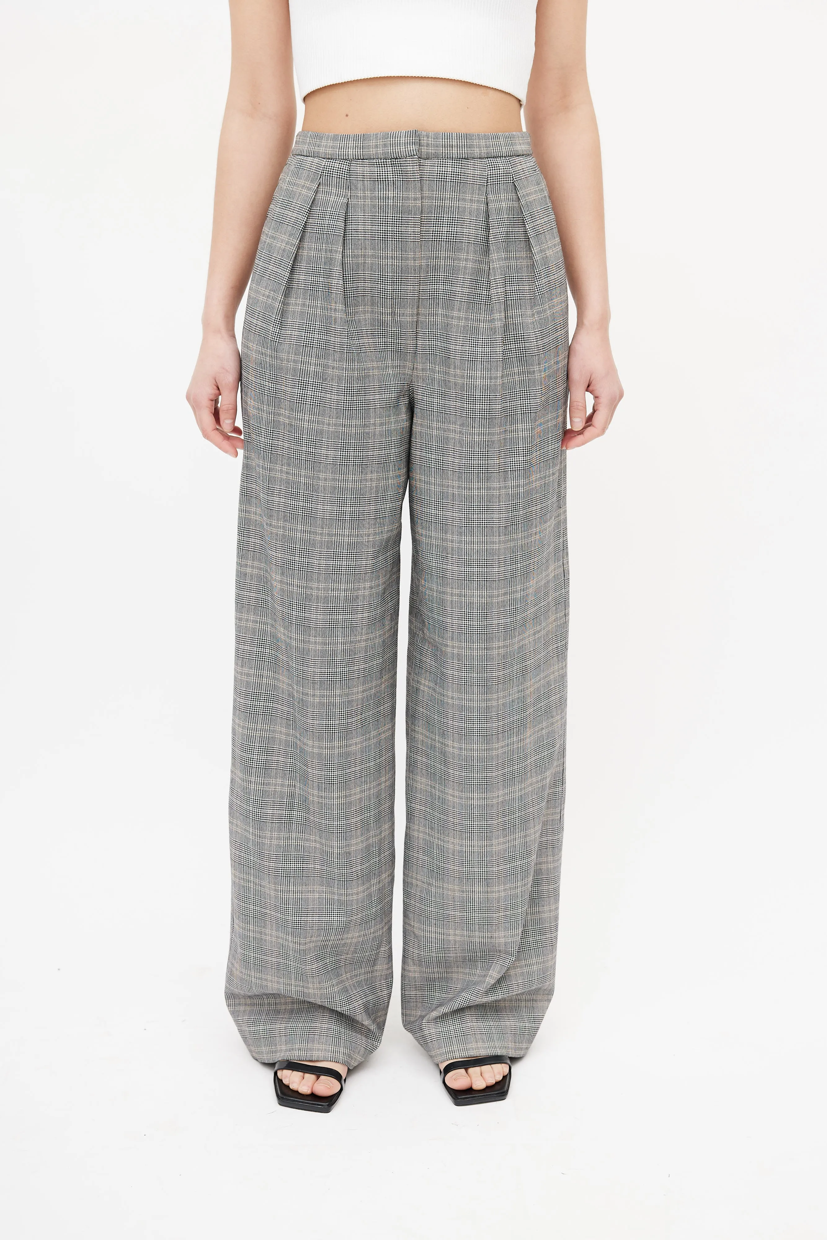 Babaton Grey & Multicolour Plaid Trouser