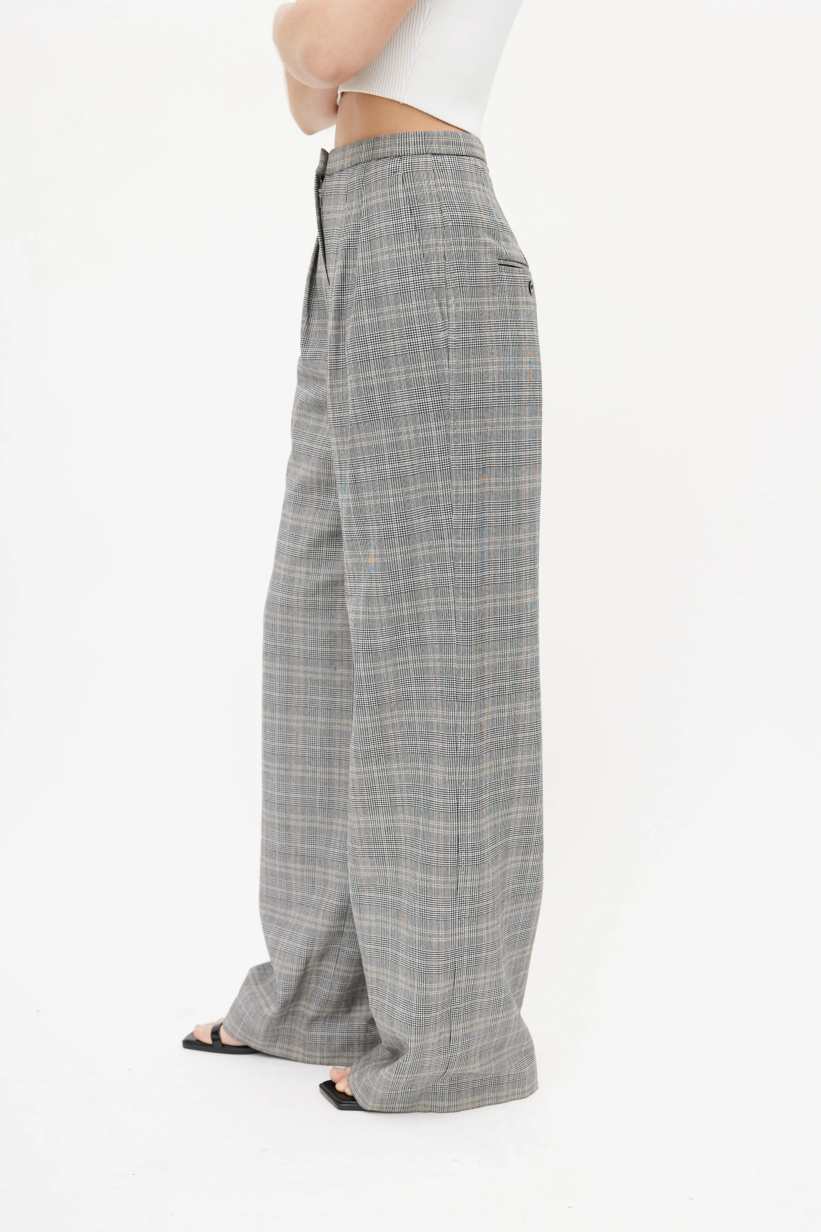 Babaton Grey & Multicolour Plaid Trouser