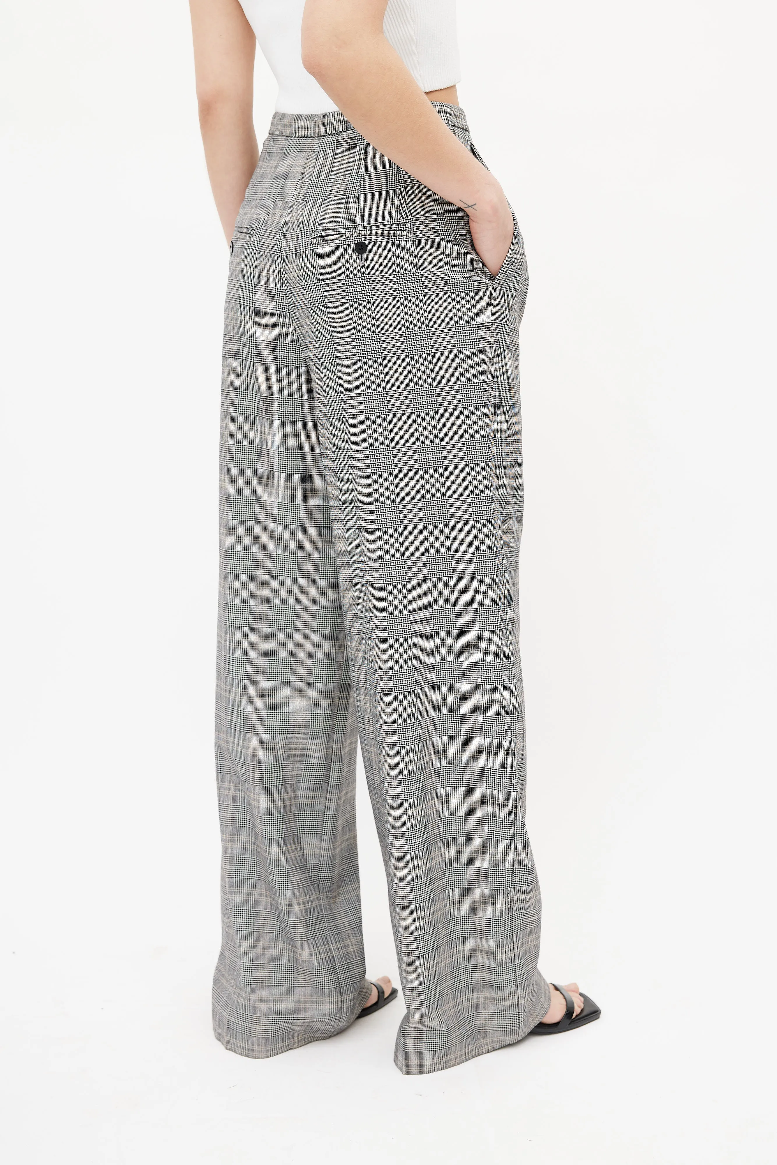 Babaton Grey & Multicolour Plaid Trouser