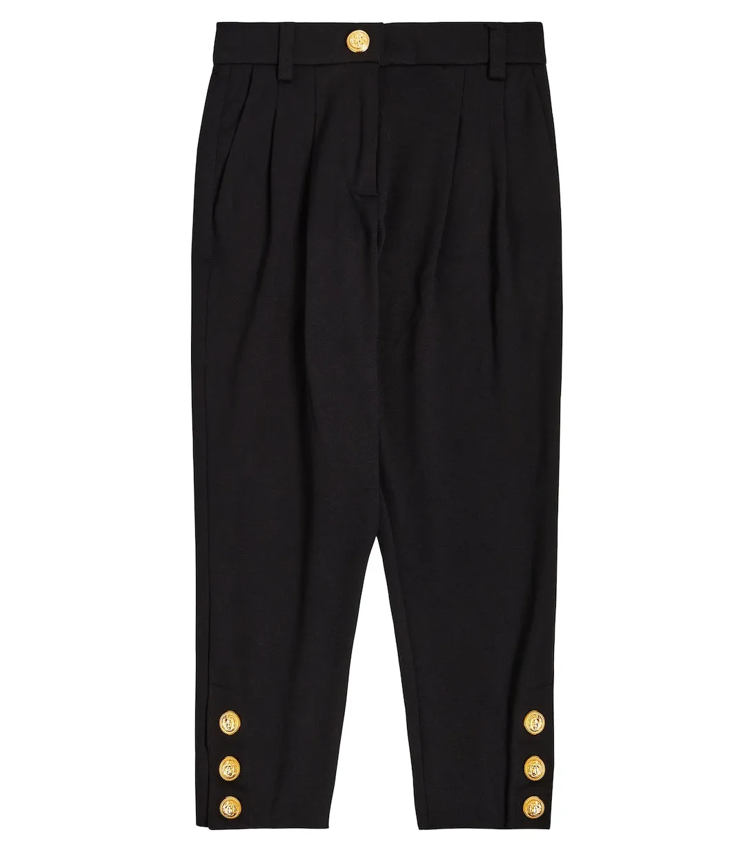 Balmain Embellished Pleated Pants, Black