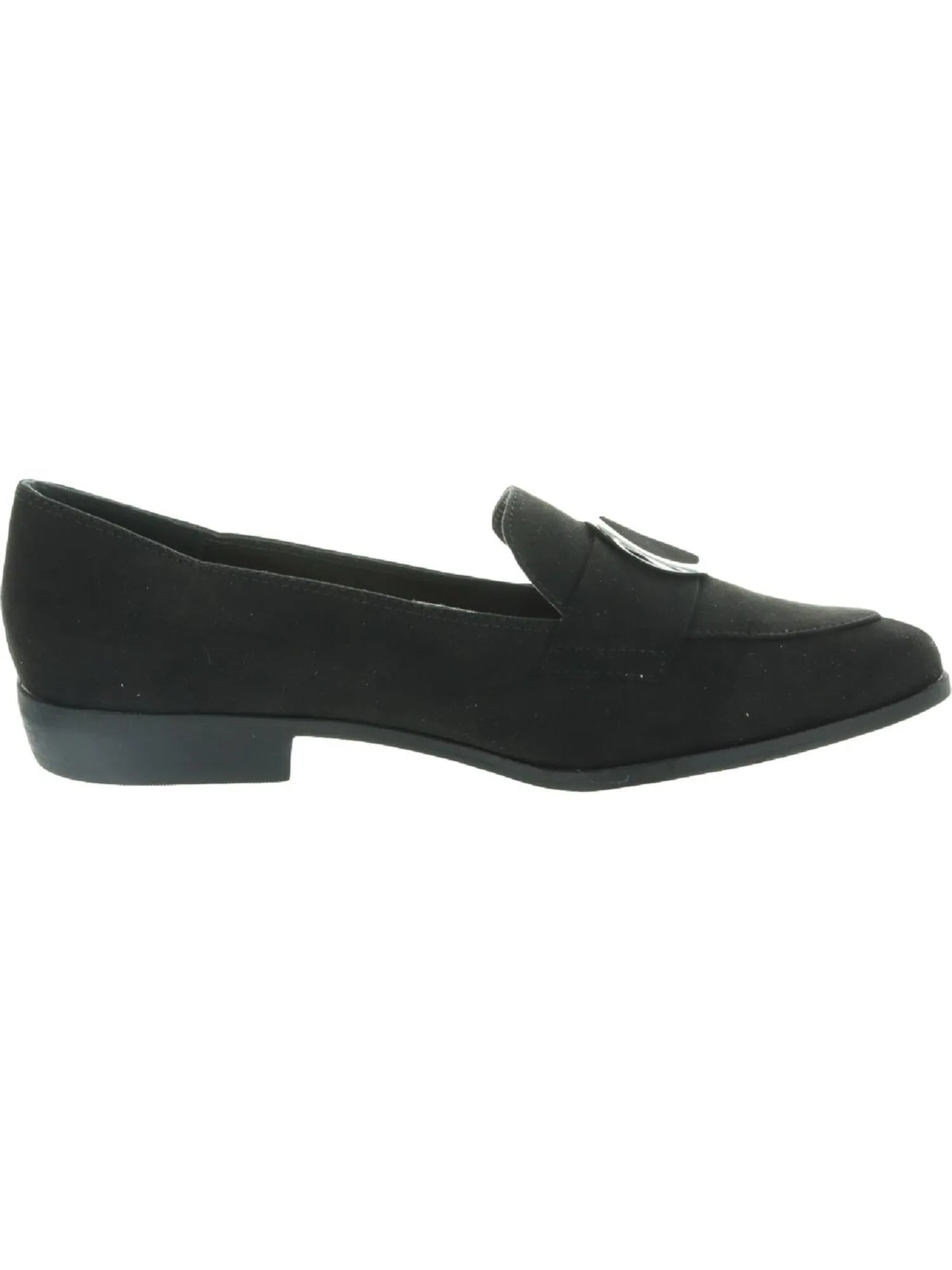 BAR III Womens Black Buckle Accent Padded Involve Pointed Toe Block Heel Slip On Loafers Shoes M