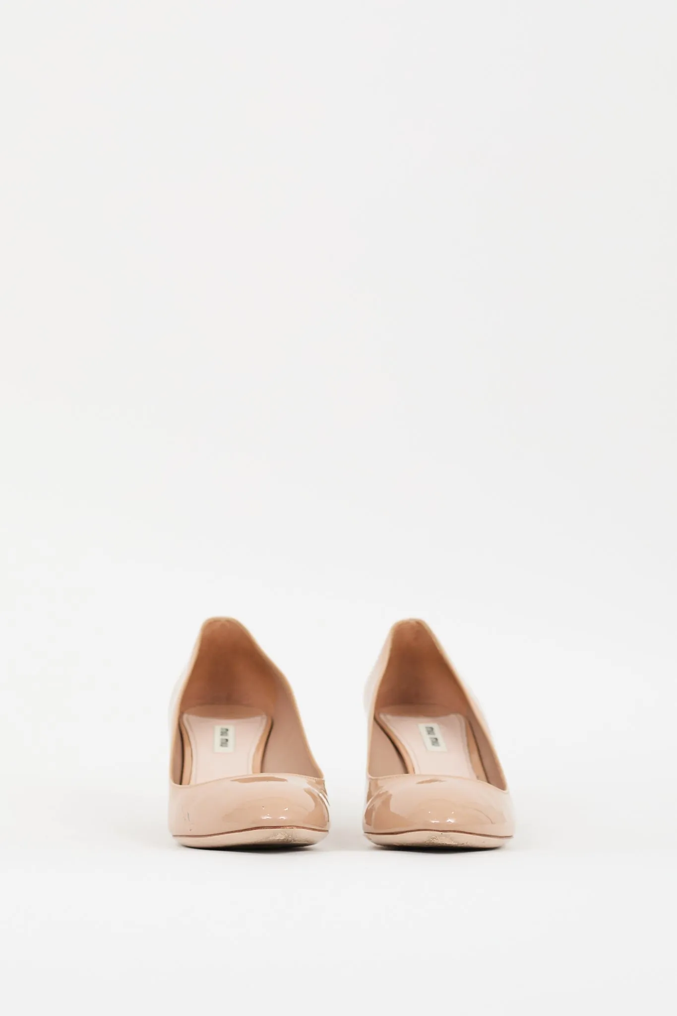 Beige Patent Leather Crystal Pump