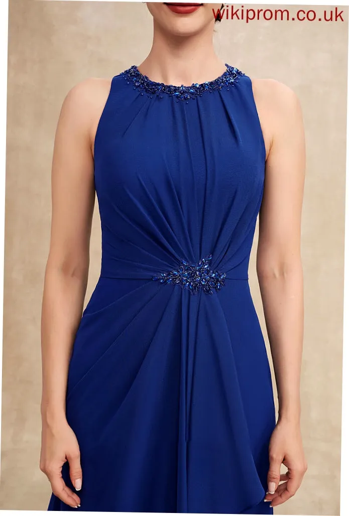 Chiffon Neck Naomi Mother of the Bride Dresses Ruffles Beading Scoop Cascading With Mother A-Line Floor-Length Bride of the Dress