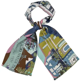 Como Bellagio dark blue pink and green tie scarf
