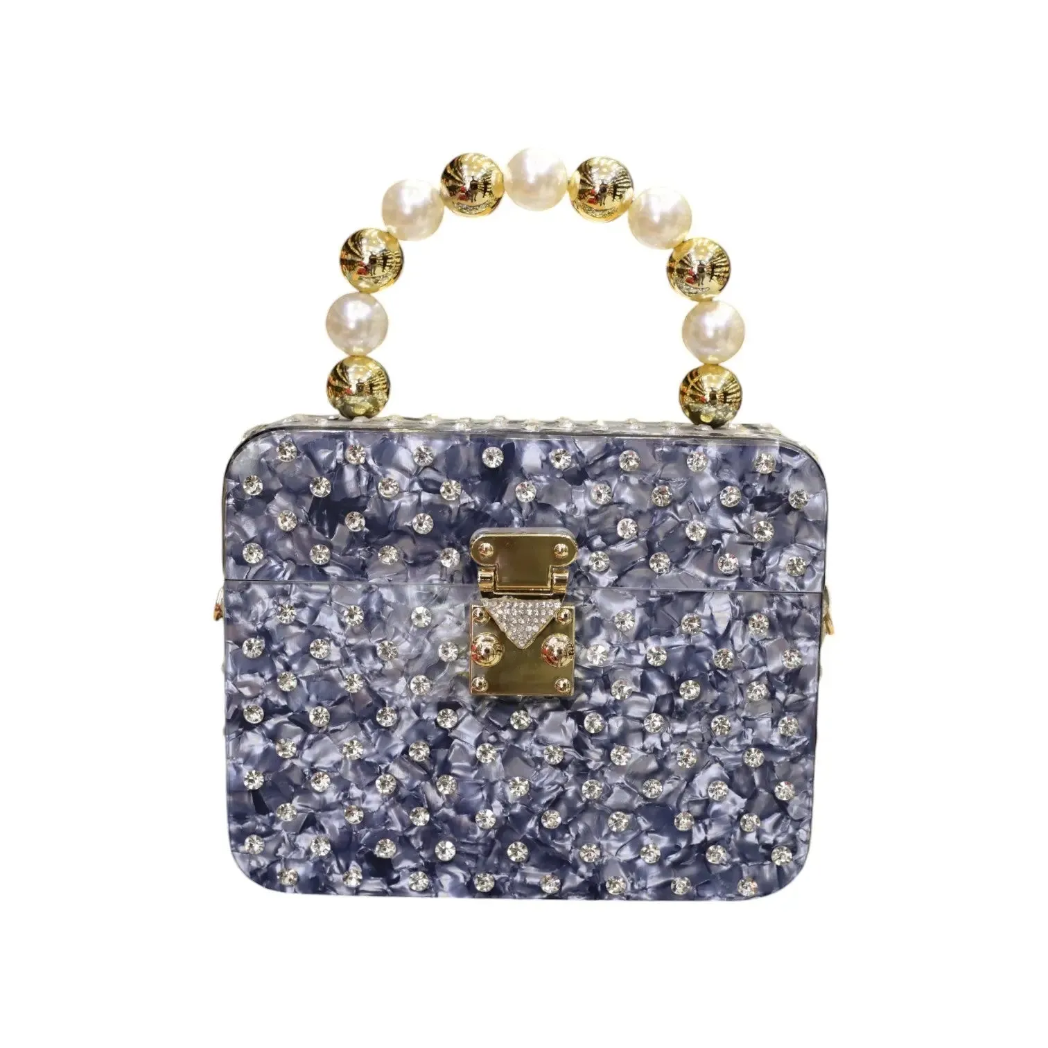 Crystal Minaudiere with Pearl Handle