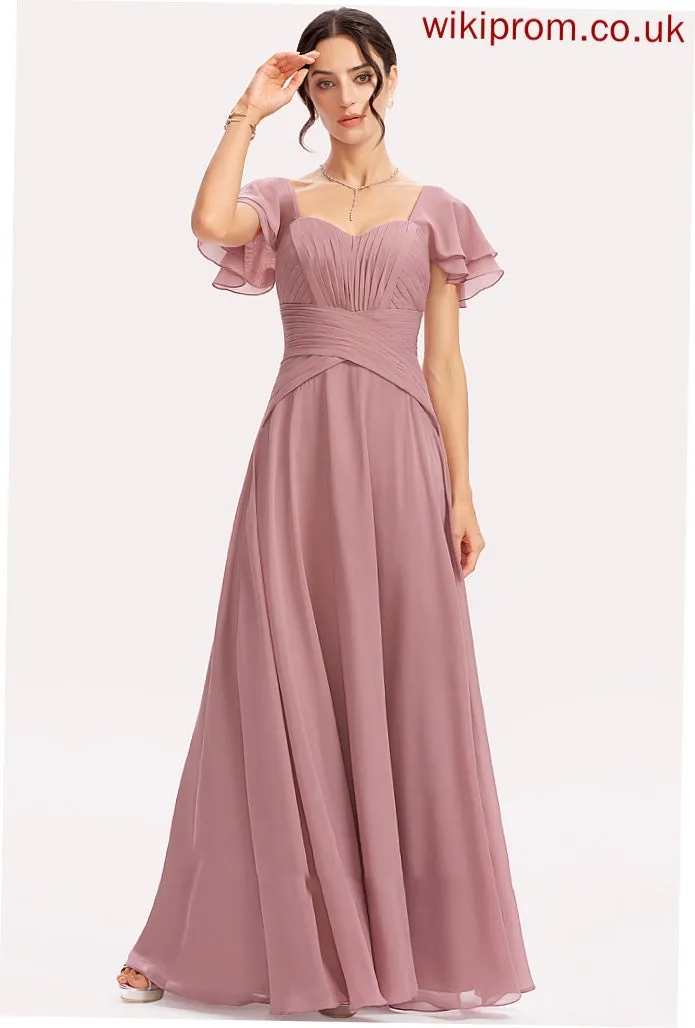 Embellishment Length SquareNeckline Floor-Length Neckline Silhouette Fabric CascadingRuffles Ruffle A-Line Reyna Bridesmaid Dresses