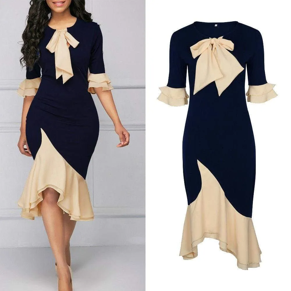 FashionSierra - Women Lace Tie Up Empire Waist Cloth Splicing Girdling Party Dress