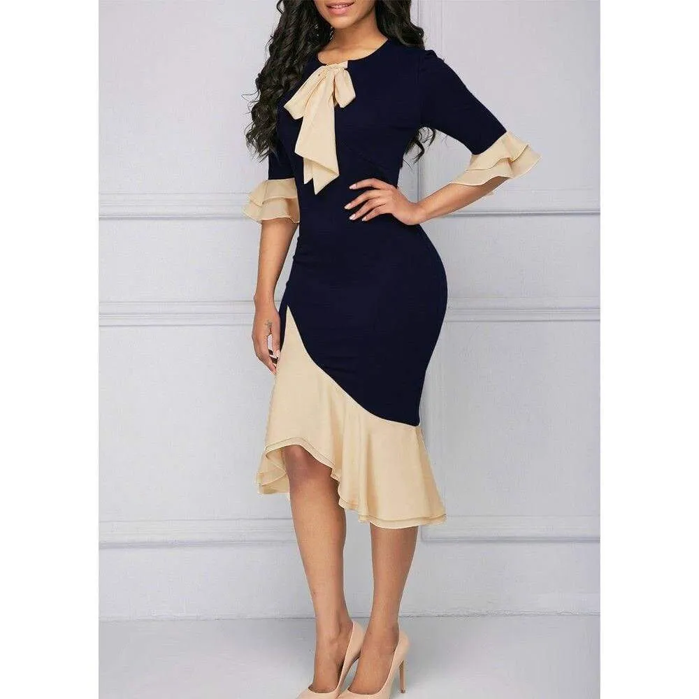 FashionSierra - Women Lace Tie Up Empire Waist Cloth Splicing Girdling Party Dress