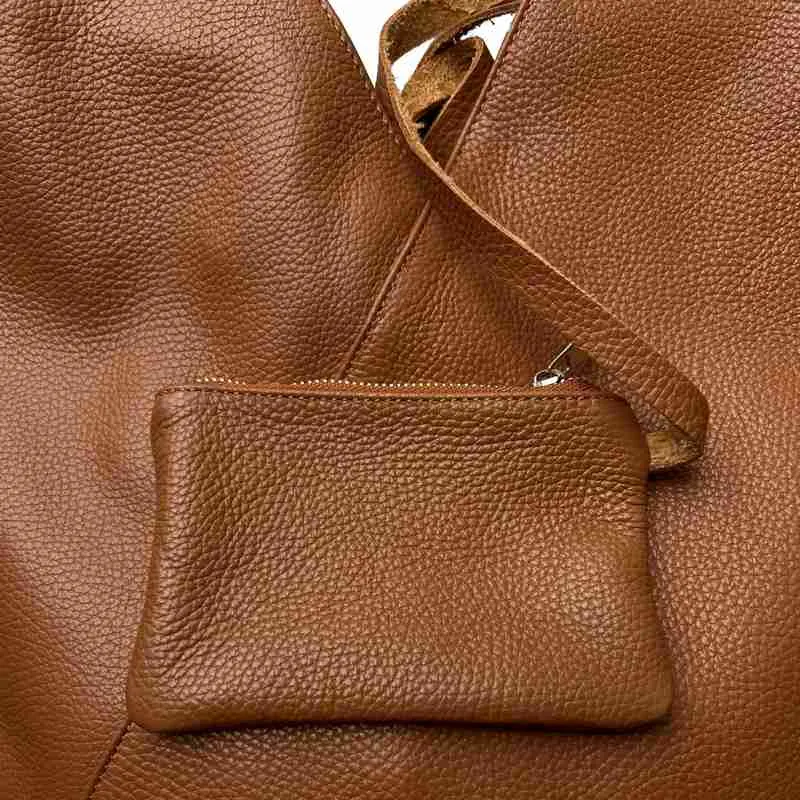 Italian Leather Slouch Bag Dark Tan