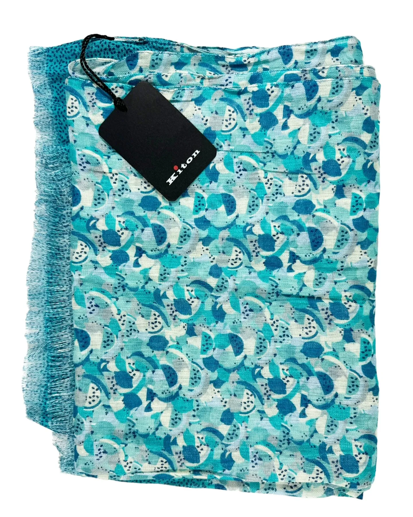 Kiton Scarf Aqua Fruit Pattern - Linen Men Shawl FINAL SALE