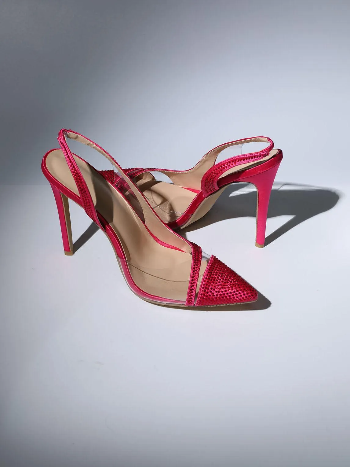 Medusa Crystal Heels In Hot Pink