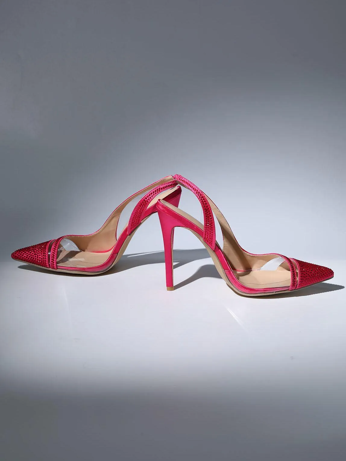 Medusa Crystal Heels In Hot Pink