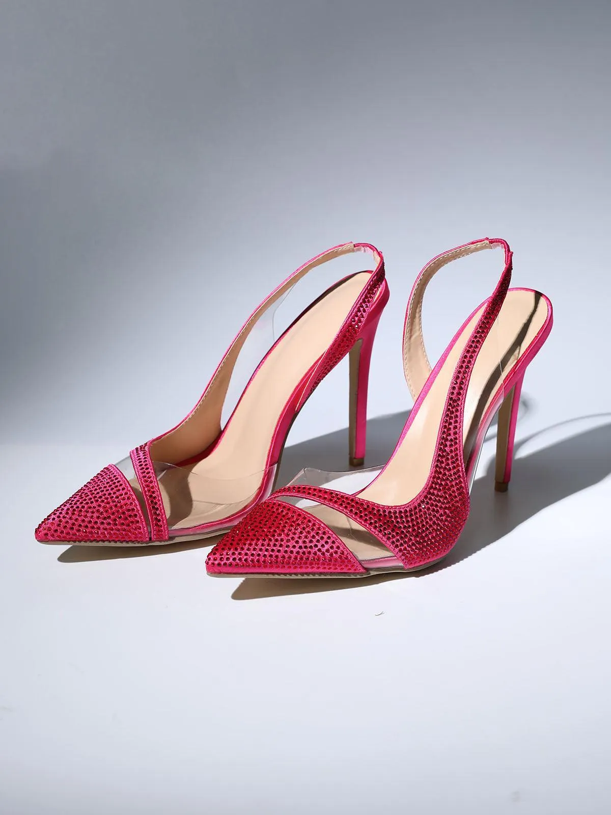 Medusa Crystal Heels In Hot Pink
