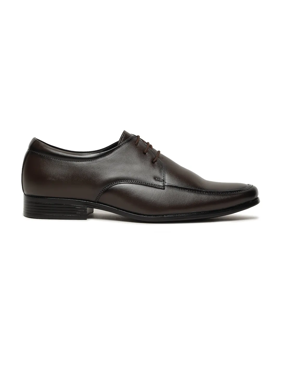 Men's Brown Solid Leather Lace-up Formal Shoes