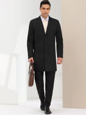 Men's Trench Coat Notch Lapel Single Breasted Classic Long Pea Coats Overcoat
