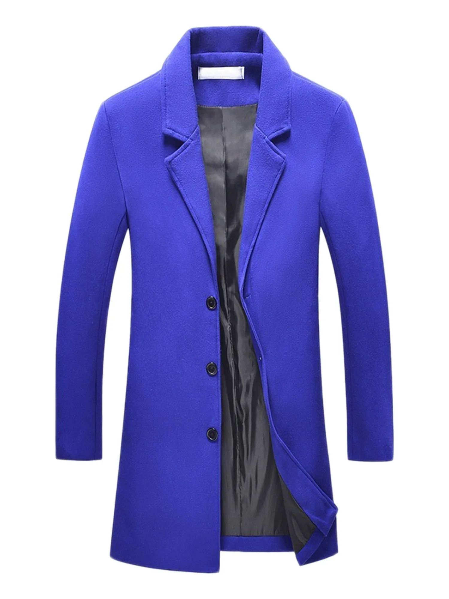 Men's Trench Coat Notch Lapel Single Breasted Classic Long Pea Coats Overcoat