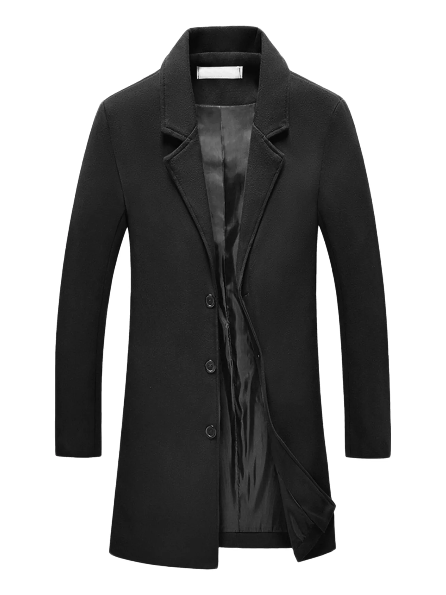 Men's Trench Coat Notch Lapel Single Breasted Classic Long Pea Coats Overcoat