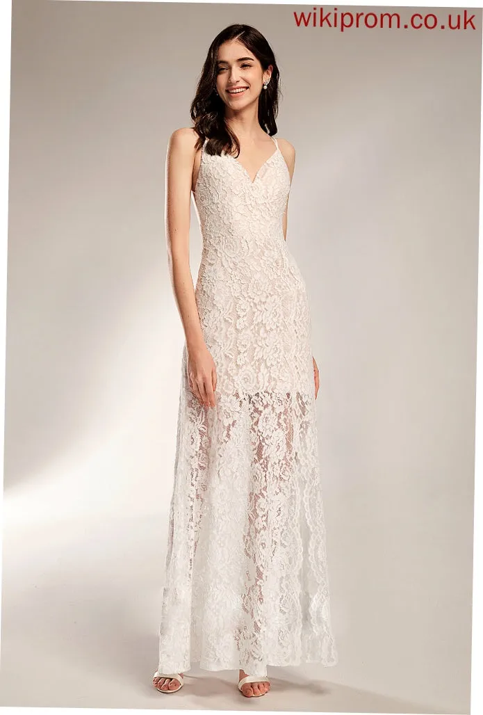 Millie Dress Wedding Wedding Dresses Sheath/Column Floor-Length Lace V-neck