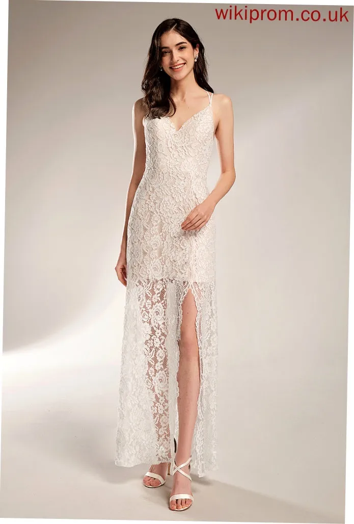 Millie Dress Wedding Wedding Dresses Sheath/Column Floor-Length Lace V-neck