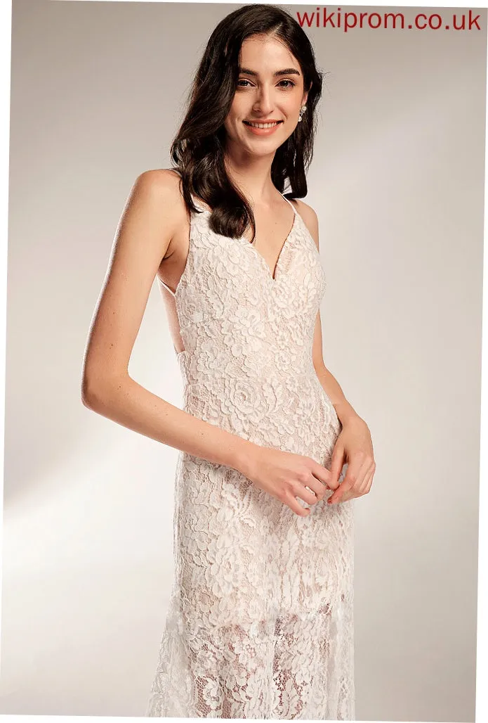 Millie Dress Wedding Wedding Dresses Sheath/Column Floor-Length Lace V-neck