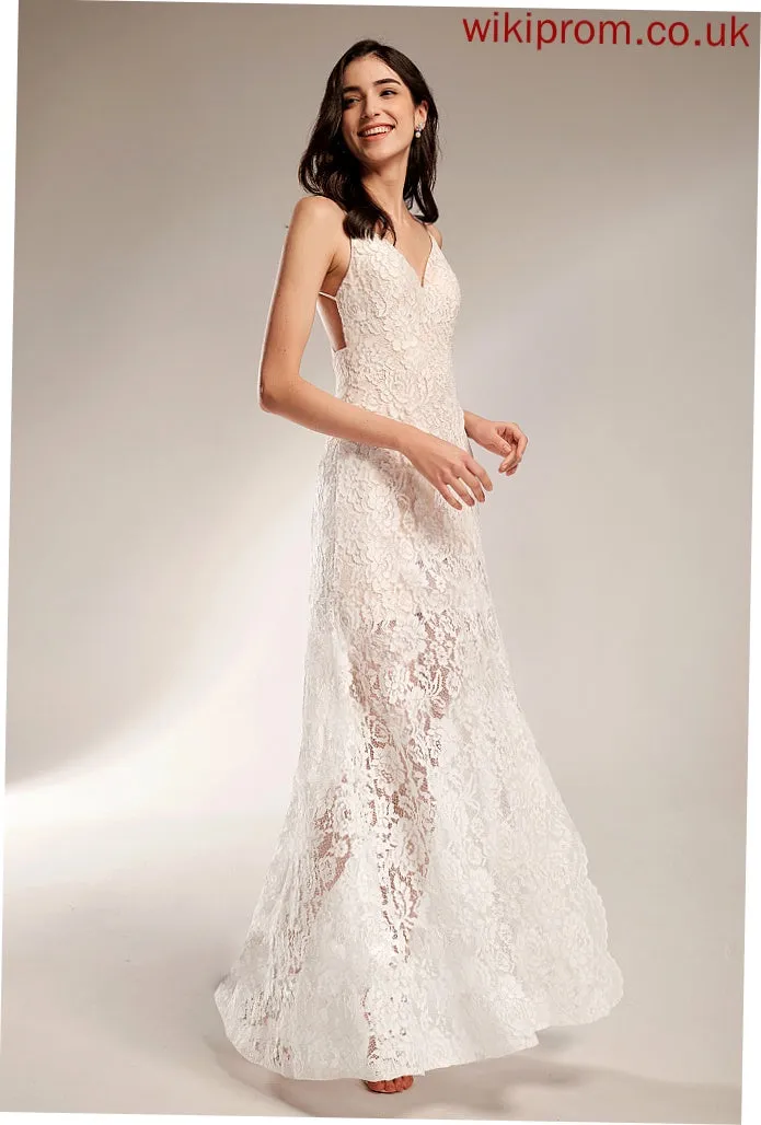 Millie Dress Wedding Wedding Dresses Sheath/Column Floor-Length Lace V-neck