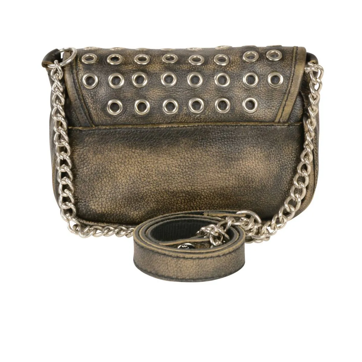 Milwaukee Leather MP8830 Ladies Distress Brown Leather Chain Strap