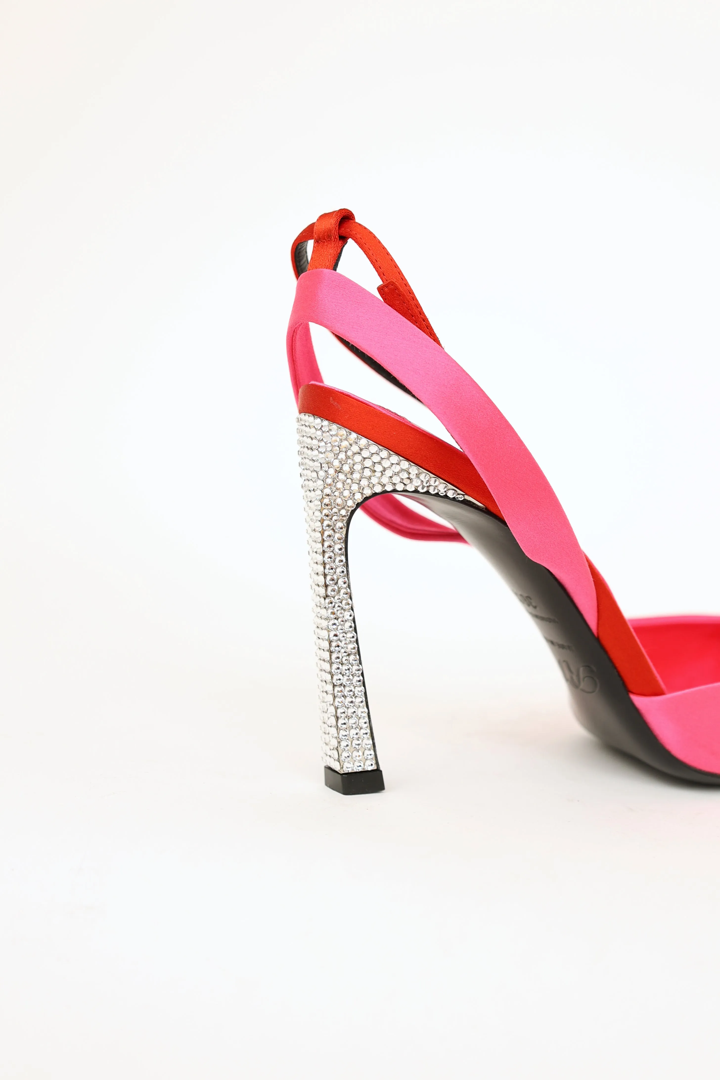 Pink Satin Crystal Heel