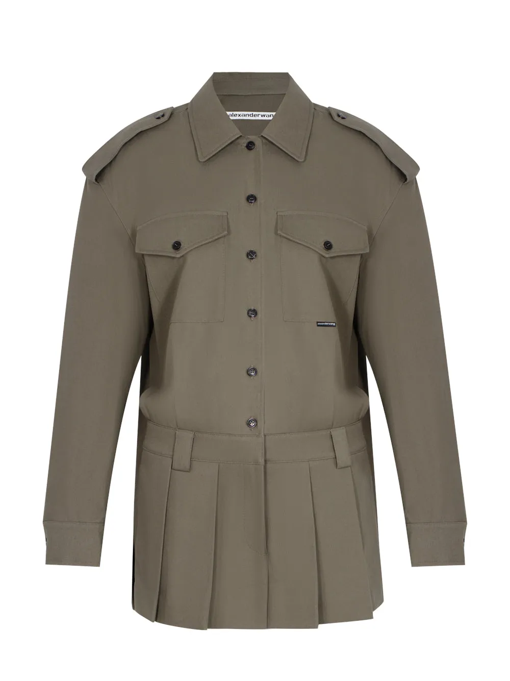 Prestyled Pleated Skirt Mini Romper (Army Green)