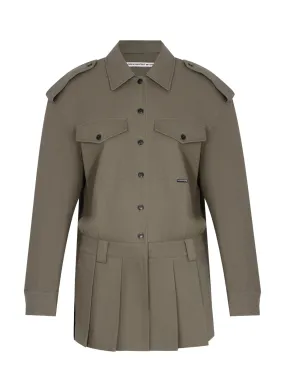 Prestyled Pleated Skirt Mini Romper (Army Green)