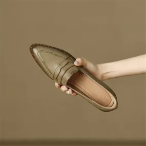 Purpdrank - 2023 New Spring/summer Women Shoes Sheep Leather Women Pumps Pointed Toe Chunky Heel Loafers Shoes for Women Low Heels Handmade