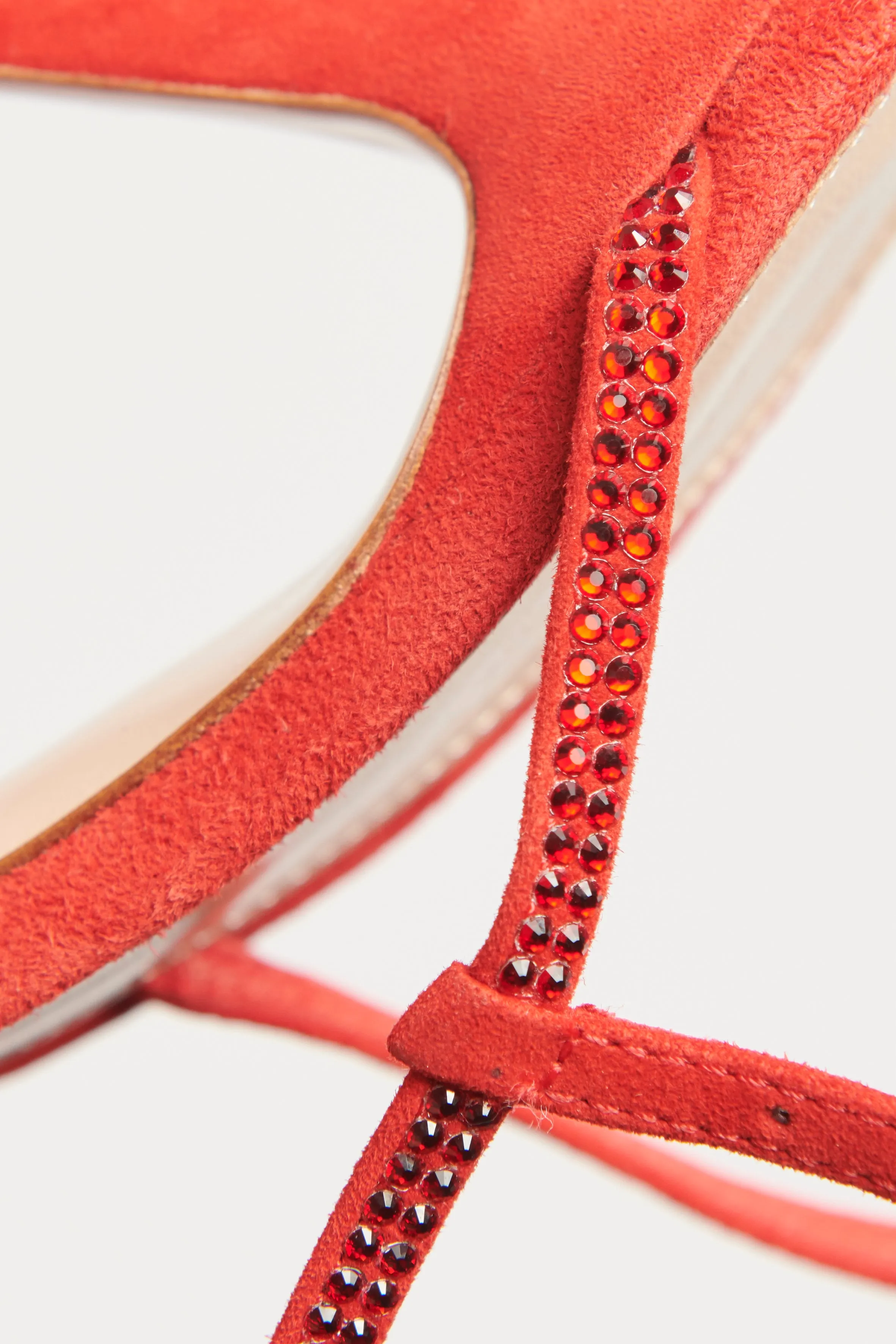 Red Suede Strappy Crystal Embellished Preowned Pumps