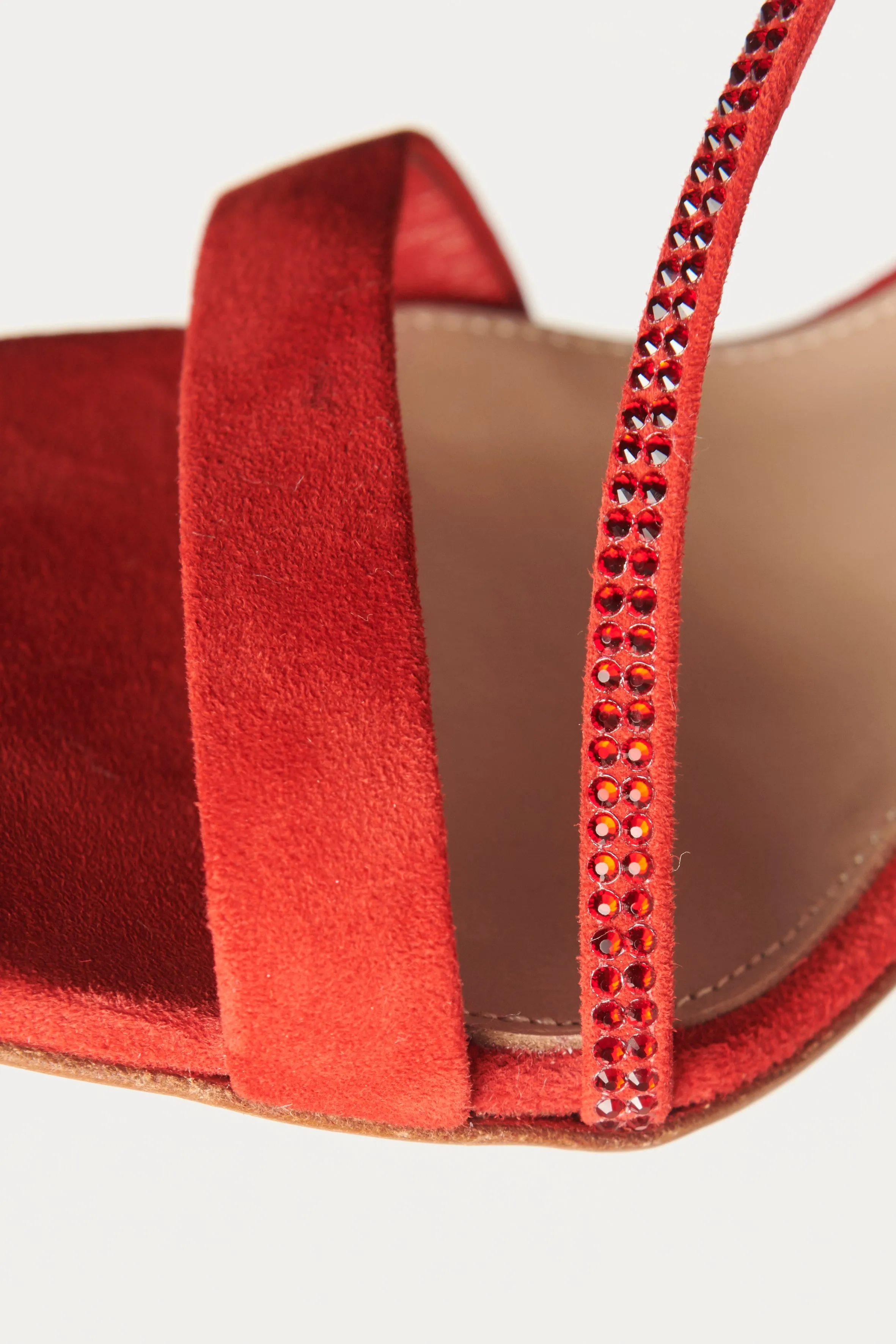 Red Suede Strappy Crystal Embellished Preowned Pumps