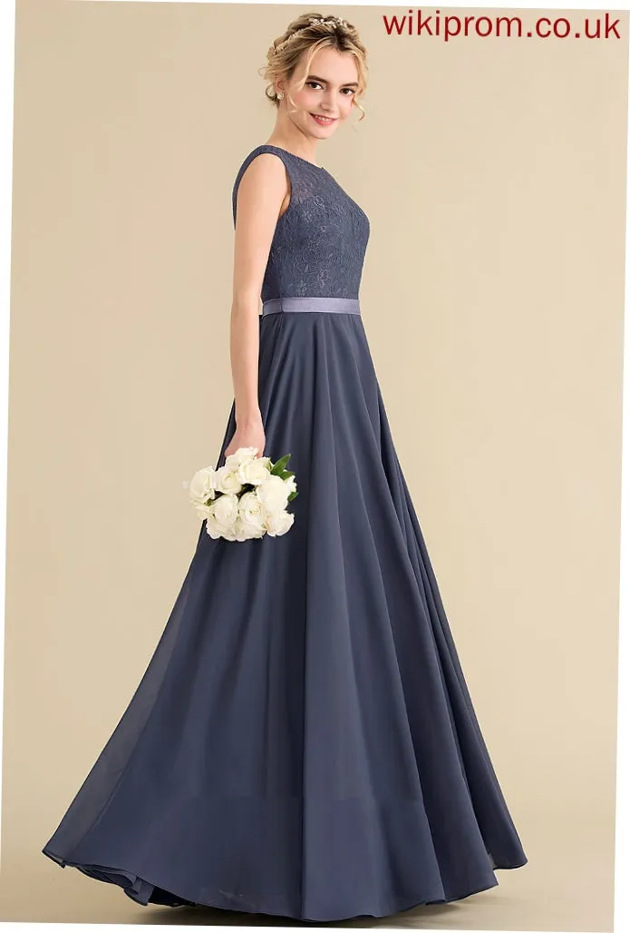ScoopNeck Floor-Length Fabric A-Line Silhouette Length Neckline Embellishment Bow(s) Lucile Floor Length A-Line/Princess Bridesmaid Dresses