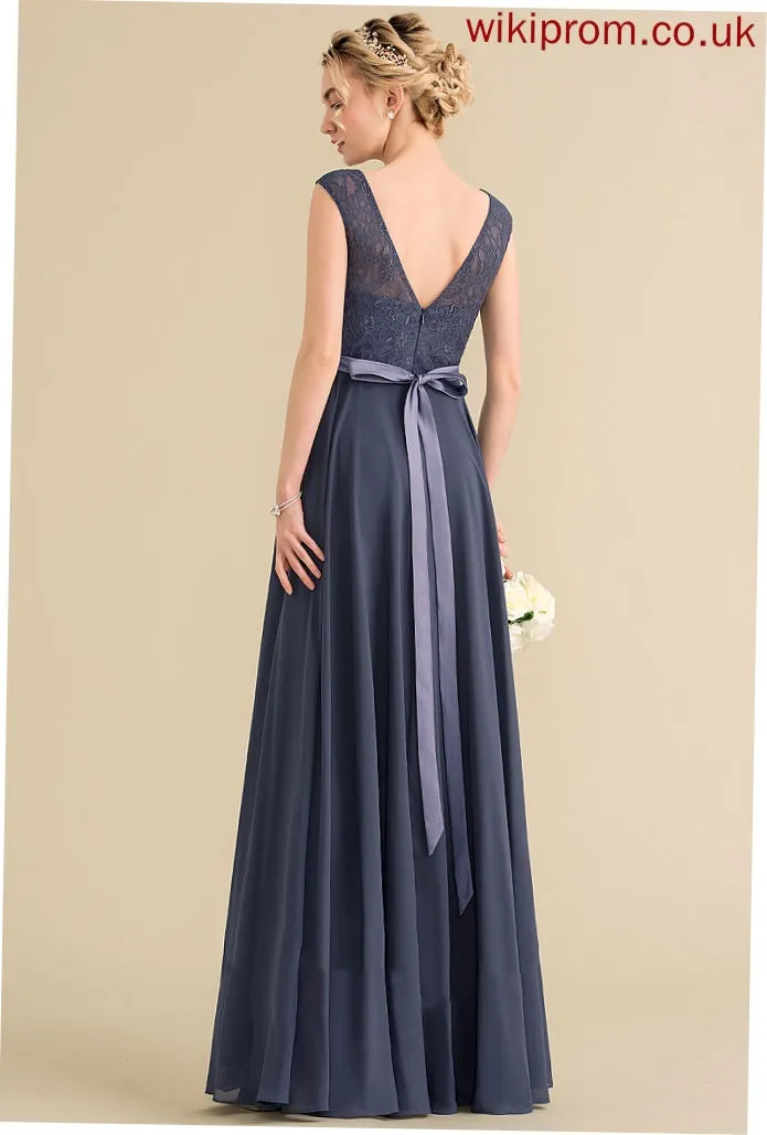 ScoopNeck Floor-Length Fabric A-Line Silhouette Length Neckline Embellishment Bow(s) Lucile Floor Length A-Line/Princess Bridesmaid Dresses