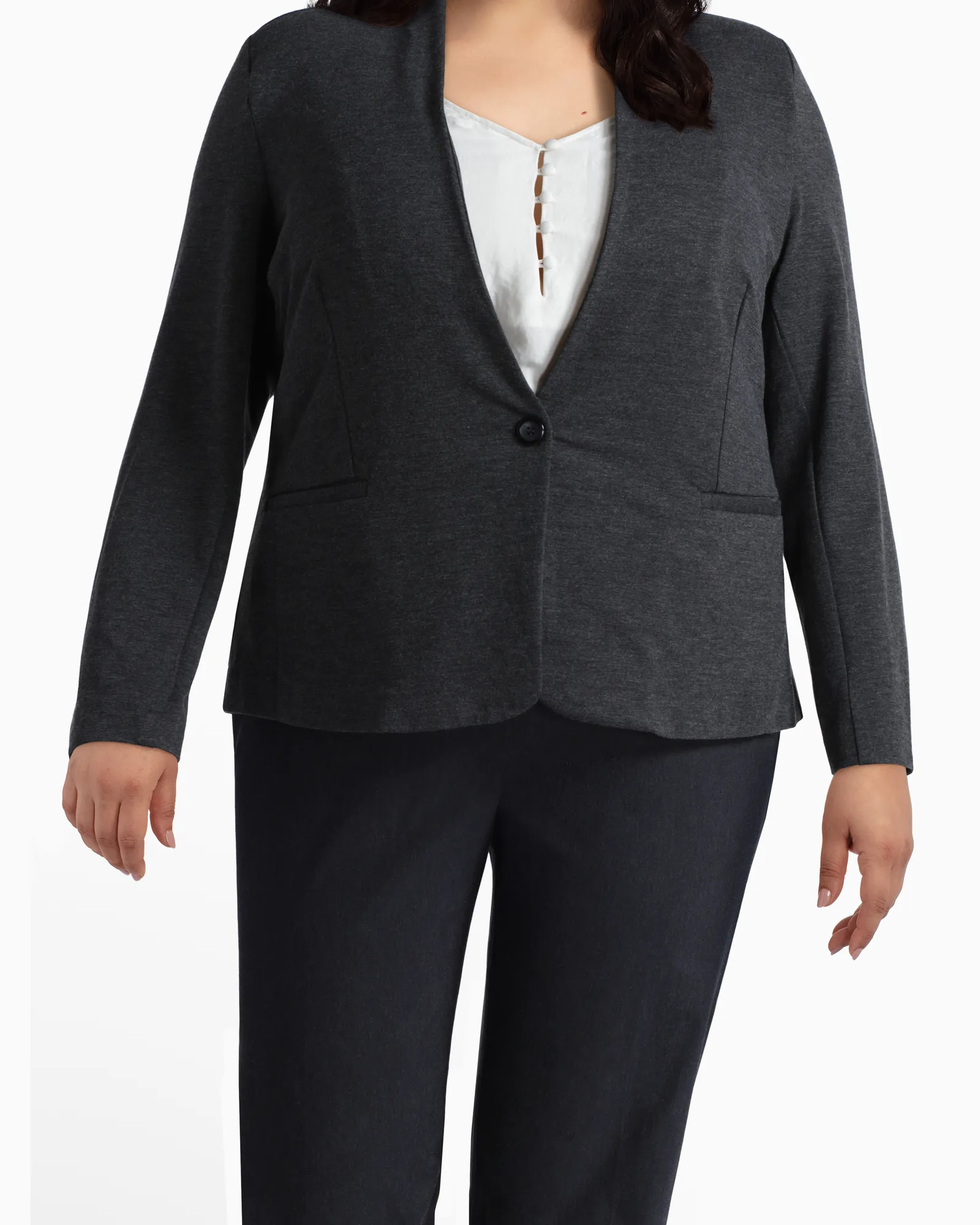 Utopian One-Button Blazer | Charcoal Grey