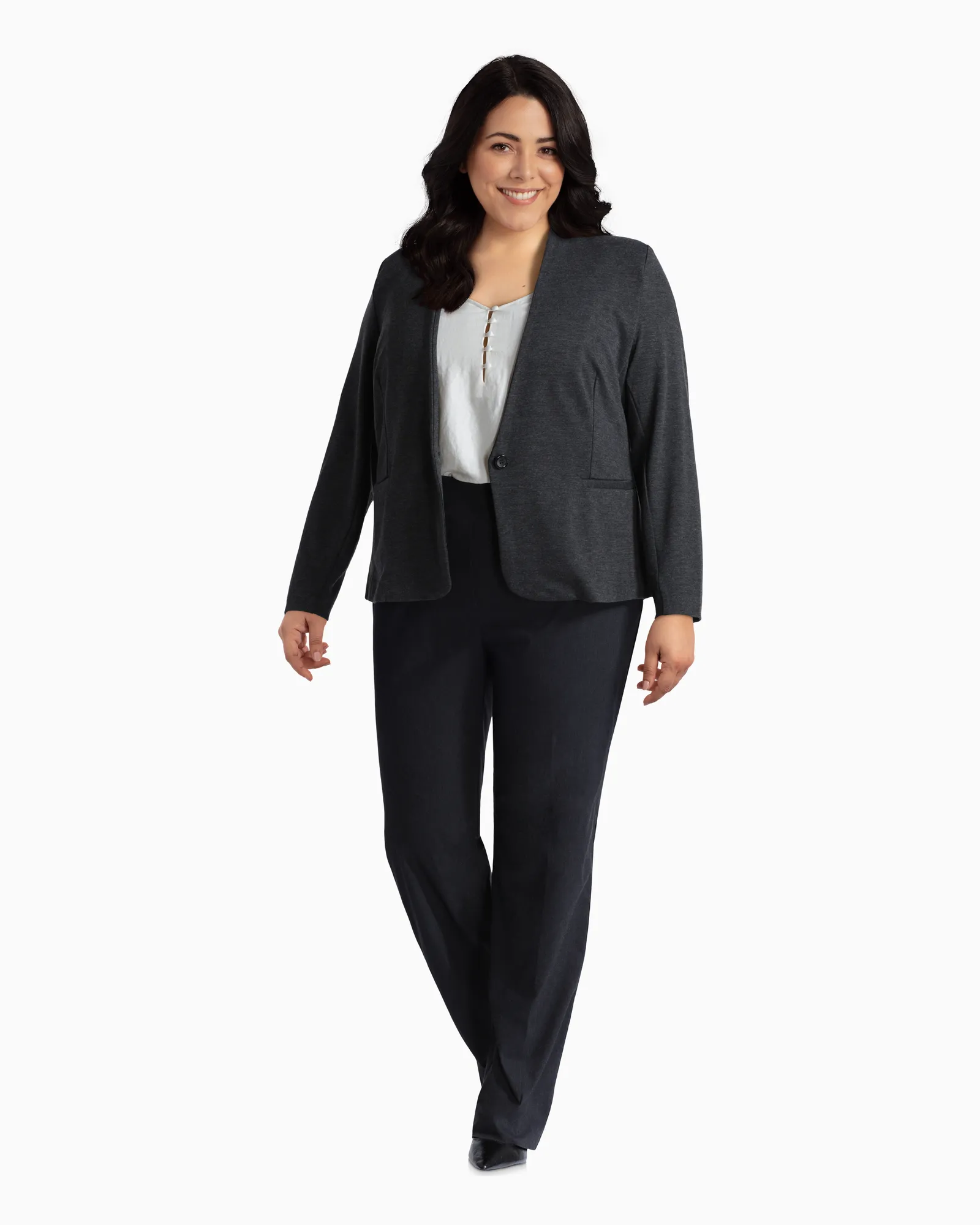 Utopian One-Button Blazer | Charcoal Grey
