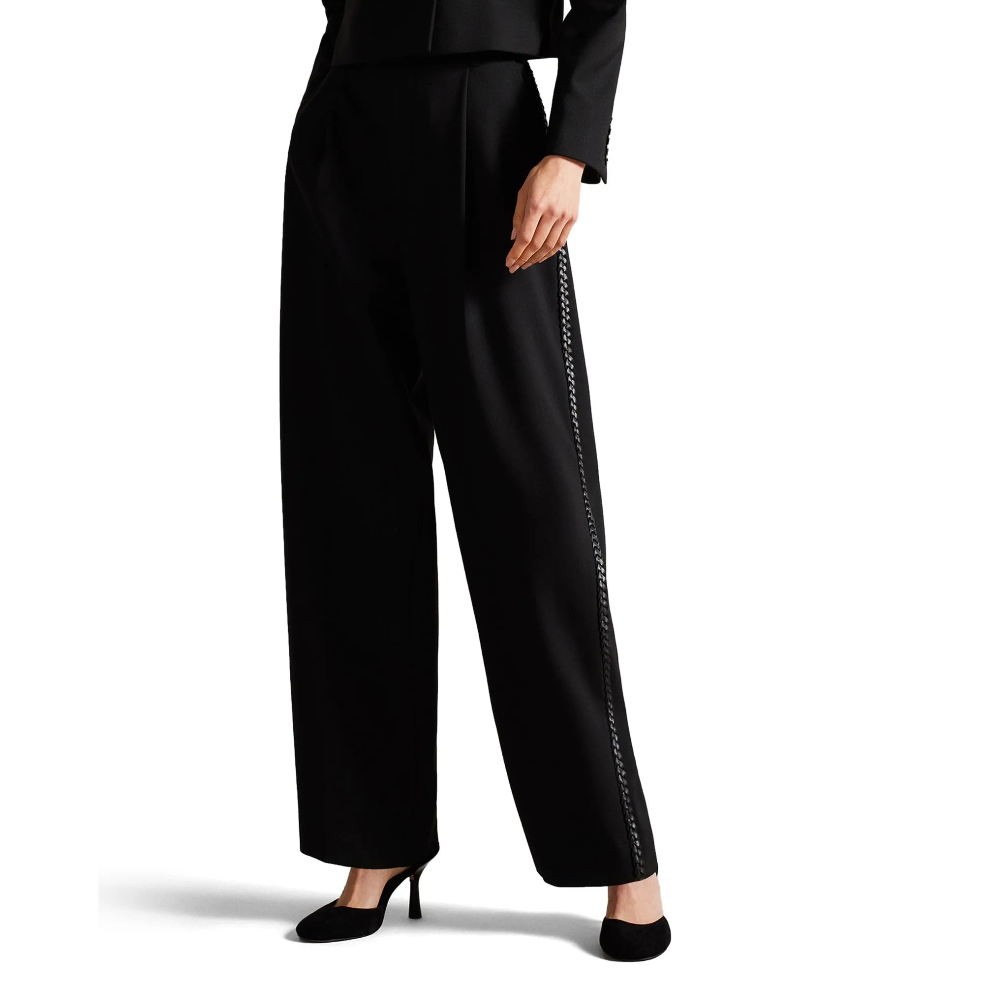 Women Wmt-Indiyat-Pleated Front Barrel Leg Trouser - Black