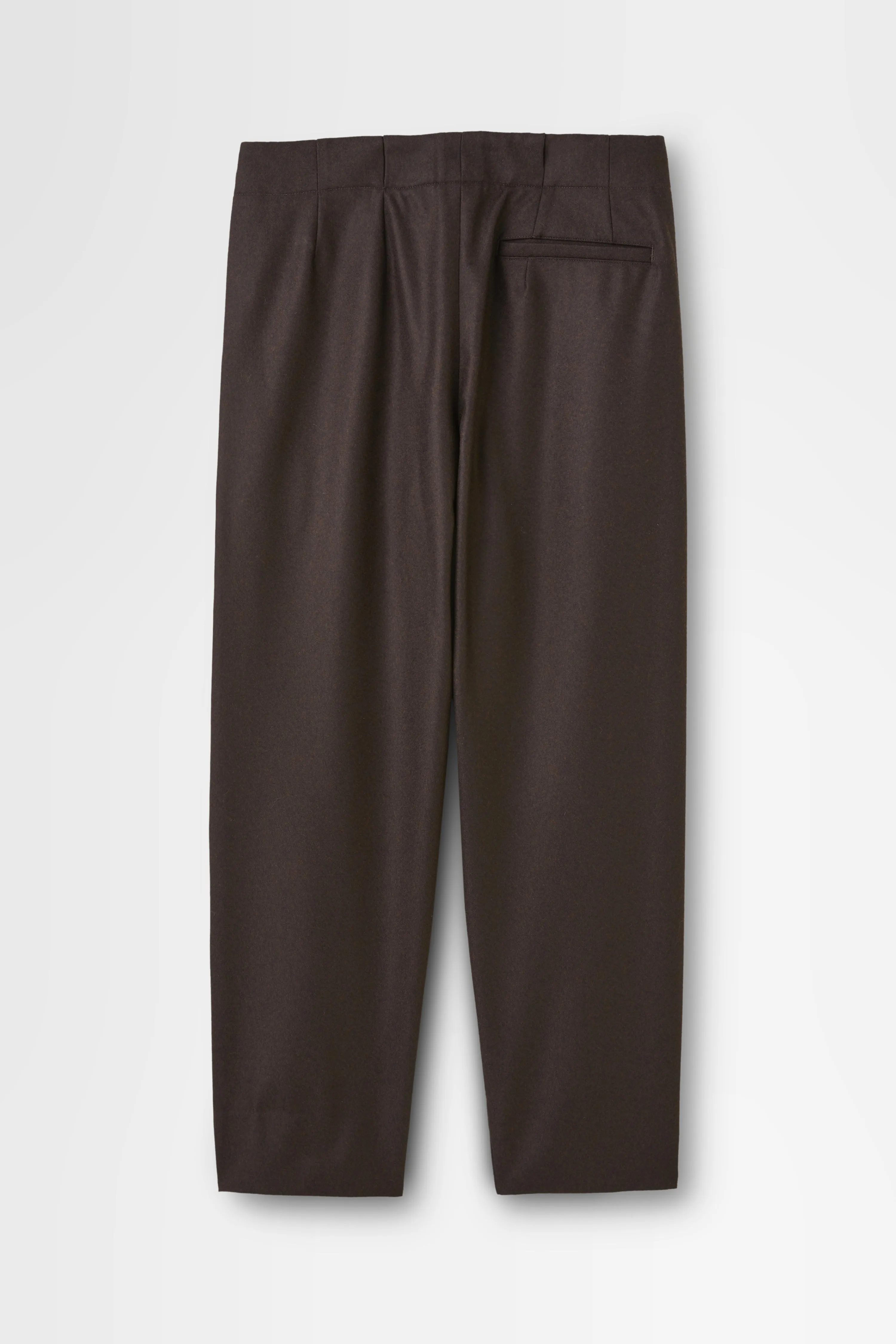 Wool Flannel Pleated Trouser in Brown